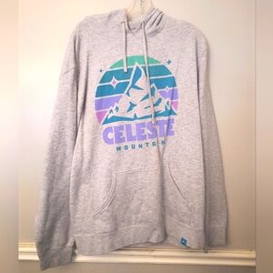 Celeste Gray Hoodie with Mountain Graphic Video Game Limited Edition
